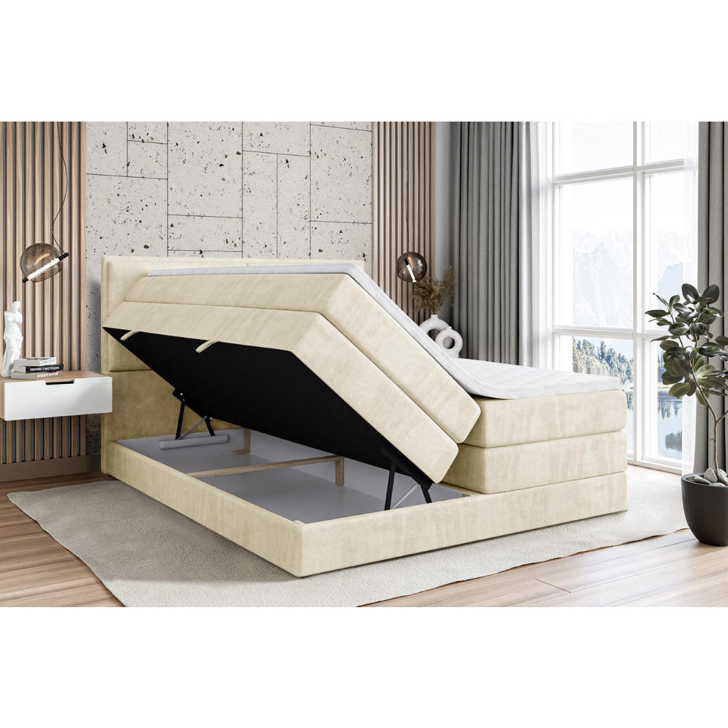 Thumbnail - Altdecor Boxspringbett, Beige, Holzwerkstoff, Höhe ca. 37 cm, 180x200 cm, Schlafzimmer, Betten, Boxspringbetten