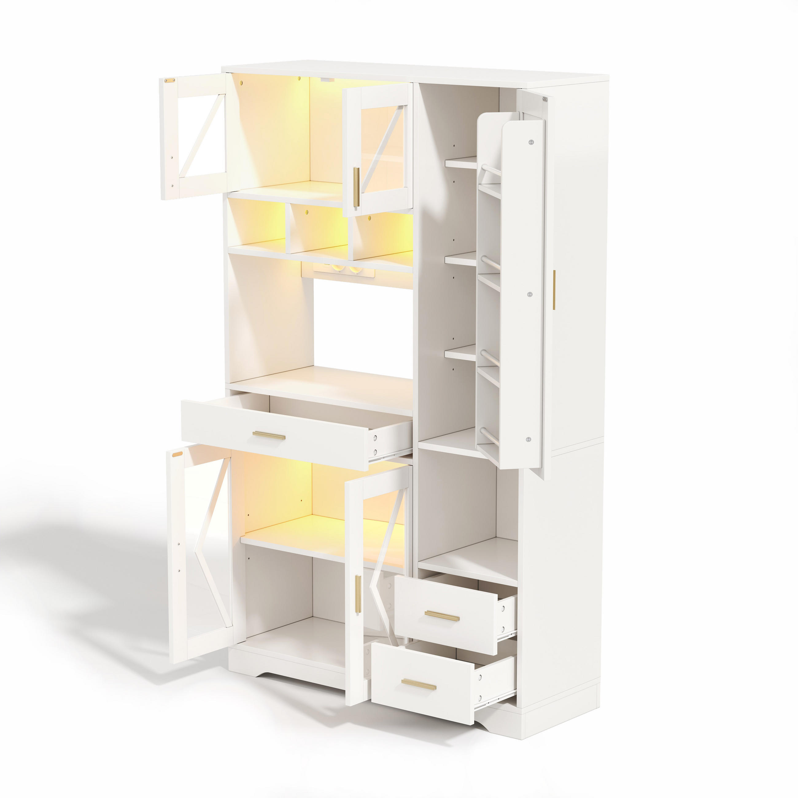 BUFFETSCHRANK Weiß 105/40/185 cm - Weiß, Holz (105/185/40cm) - PANGIVO