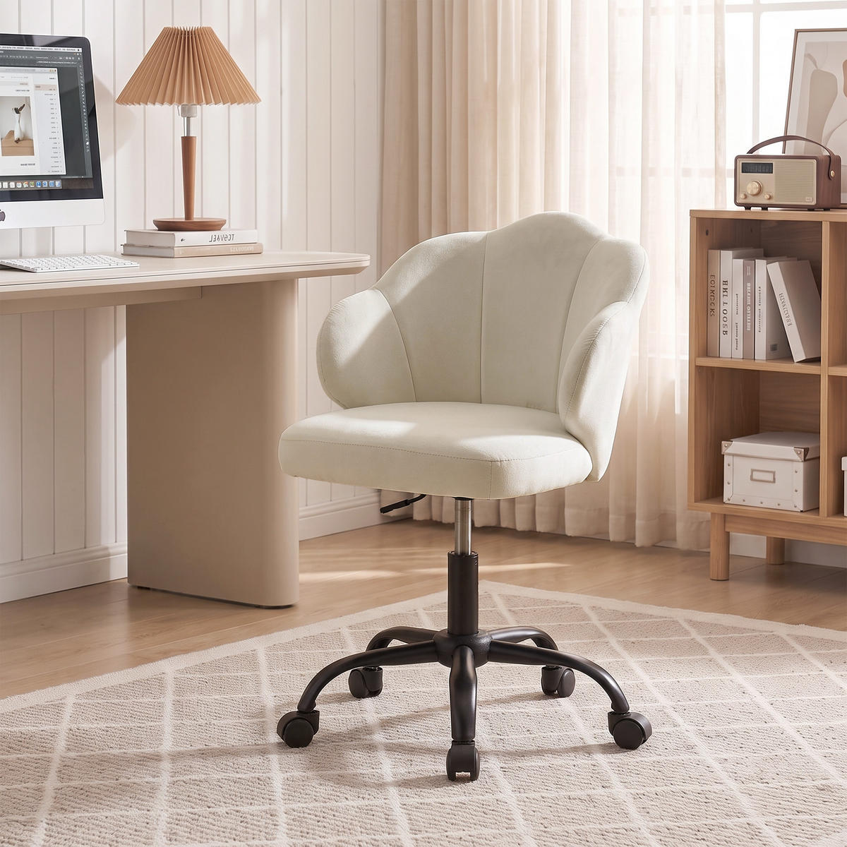 BÜROSTUHL Creme 59.0/56.0/87.0 cm - Creme, Textil (56/87/59cm)