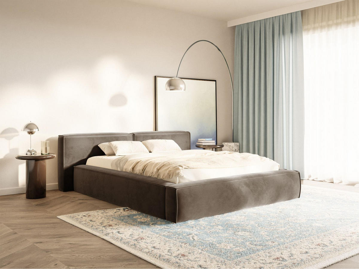 POLSTERBETT Tilves Low Hellbraun 200x200 cm - Hellbraun/Schwarz, Kunststoff/Textil (200/200cm) - Selsey