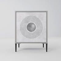 SIDEBOARD SOLID CIRCLES, Grau, 57,5x42x72,5 cm, Schwarze Metallfüße - Multicolor/Schwarz, Holzwerkstoff/Metall (57.5/72.5/42cm) - SpaceRebels