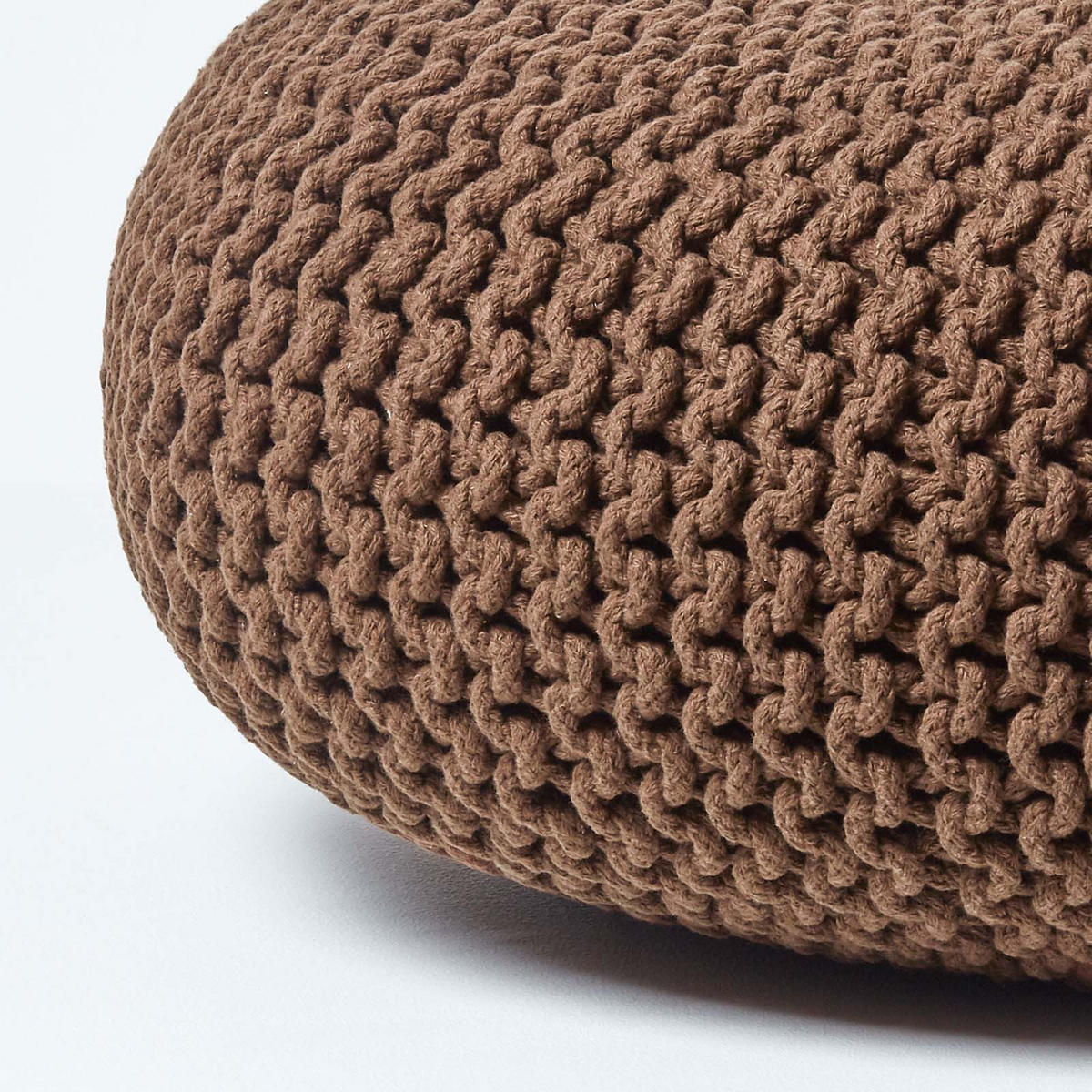STRICK-POUF braun, Bodenkissen rund 70/70/23 cm - Braun, Textil (70/23/70cm) - Homescapes