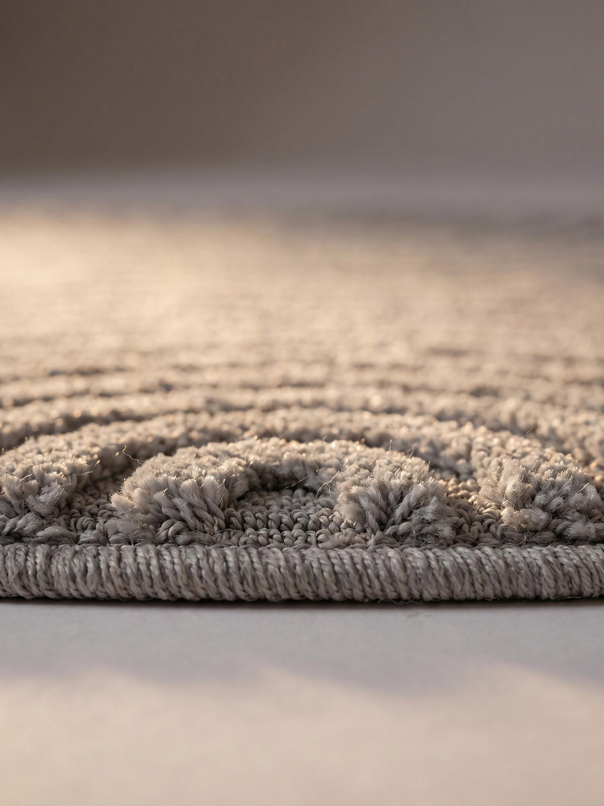 TEPPICH Wohnzimmer Hoch-Tief 3D-Effekt Organische Bögen mit 3D-Effekt OEKO-TEX 3D-Relief Boho Rund Silber 200x200 – RIGI - Silberfarben, Textil (200/200cm) - KADIMA DESIGN