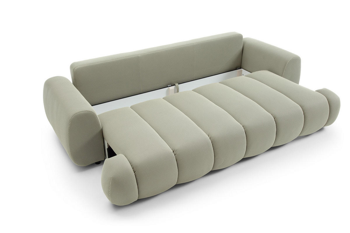 SOFA Pavo Beige, Schlafsofa mit gestepptem Sitz - Beige, Holzwerkstoff (263/81/110cm) - Bettso