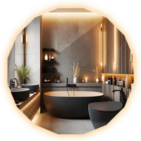 LED-SPIEGEL 50 cm x 50 cm Asymmetrische Form Warmweiß 3000 K - Champagner, Glas (50/50/0.4cm) - Wallfluent