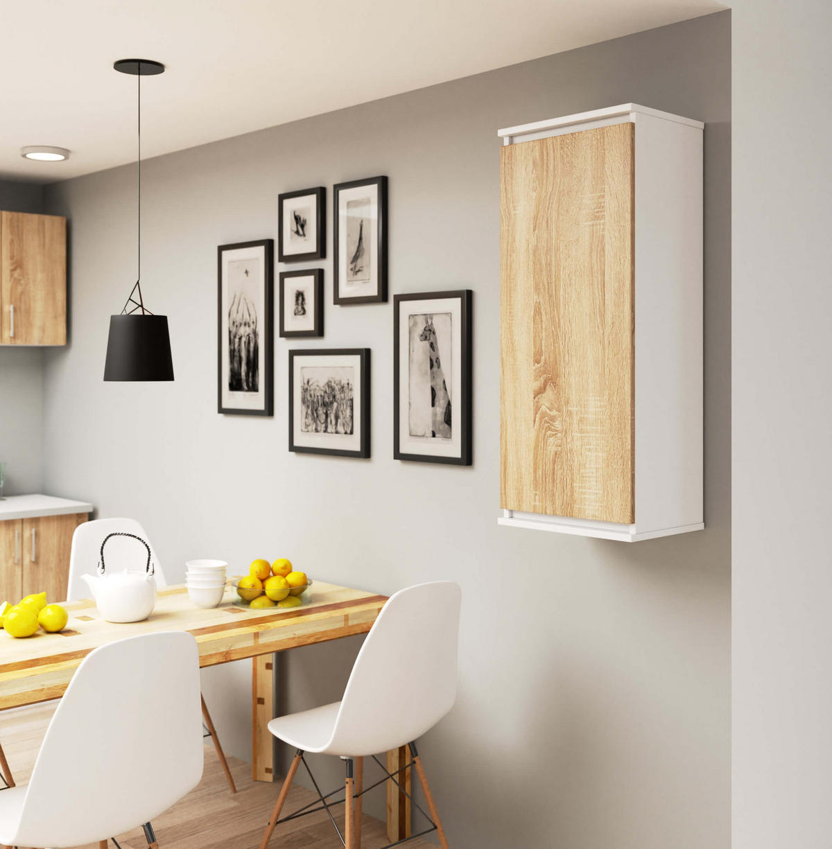 HÄNGESCHRANK Weiß, Eiche Sonoma 99/40/30 - Weiß, Holzwerkstoff (40/99/30cm) - RAUMHIRSCH FURNITURE