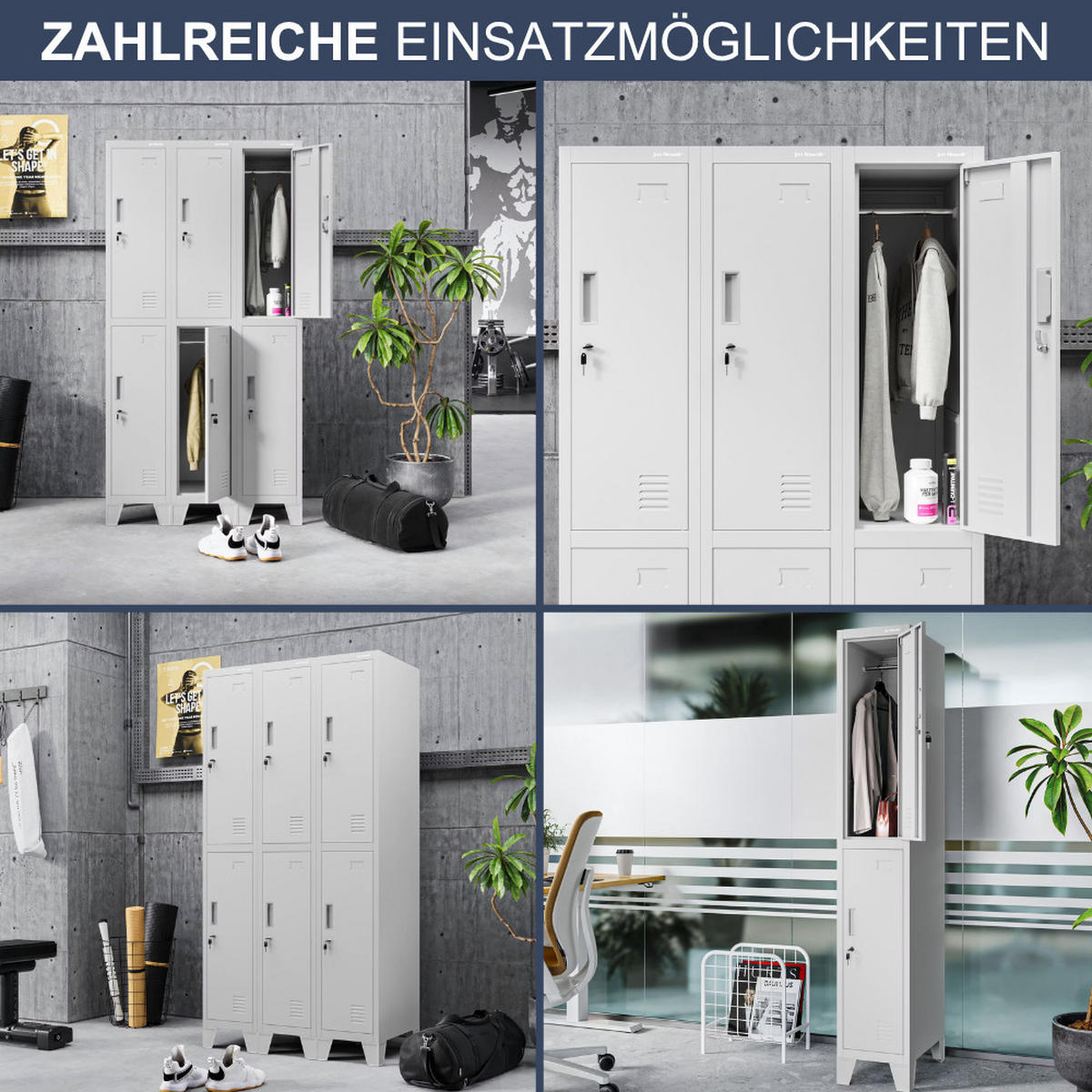 UMKLEIDESCHRANK Spind BARTEK 2 Abteile 172x29,2x45cm Grau - Grau, Metall (29.2/172/45cm) - Jan Nowak