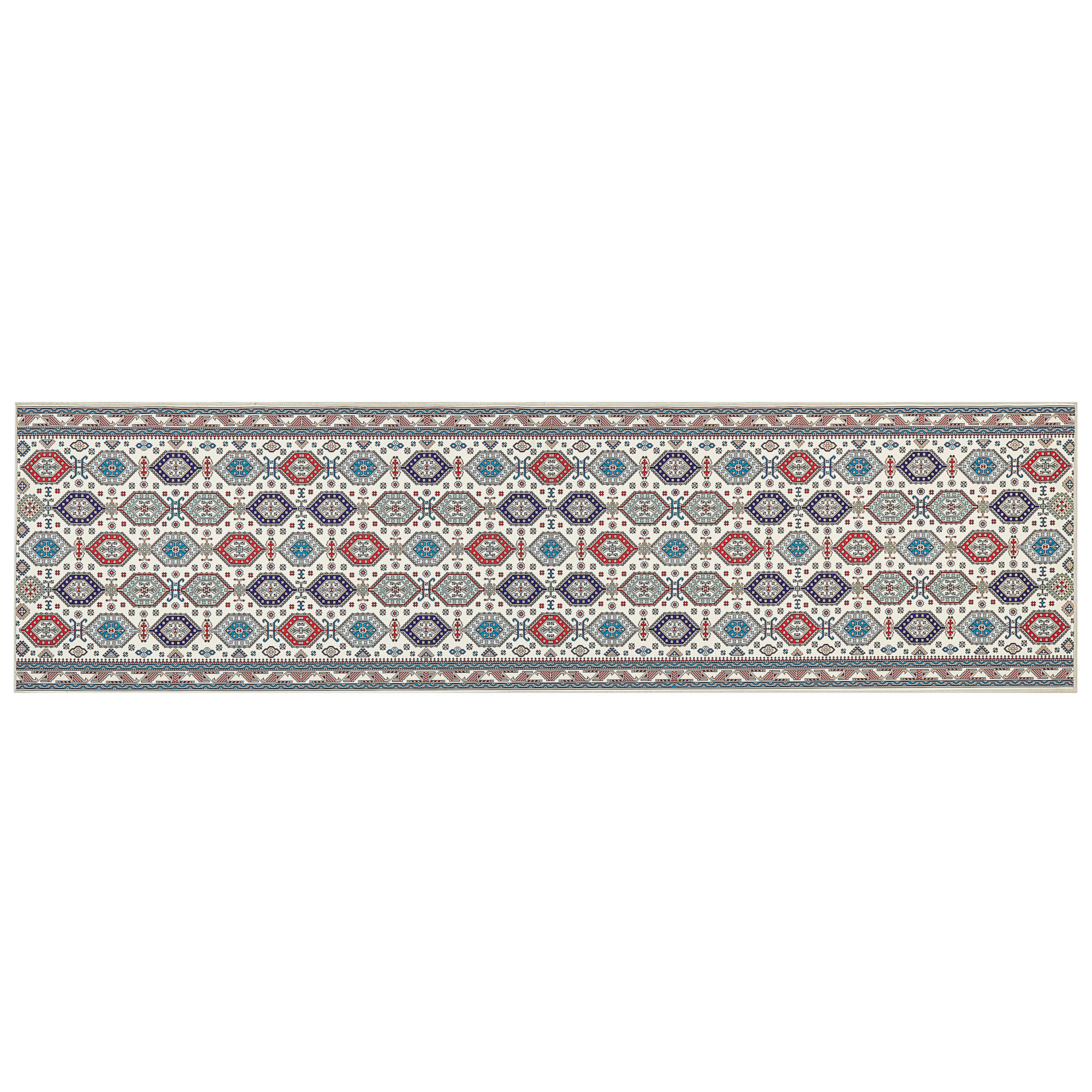 KURZFLOR-TEPPICH Bunt 80/300 cm Hacilar - Blau/Beige, Textil (80/300cm) - Beliani