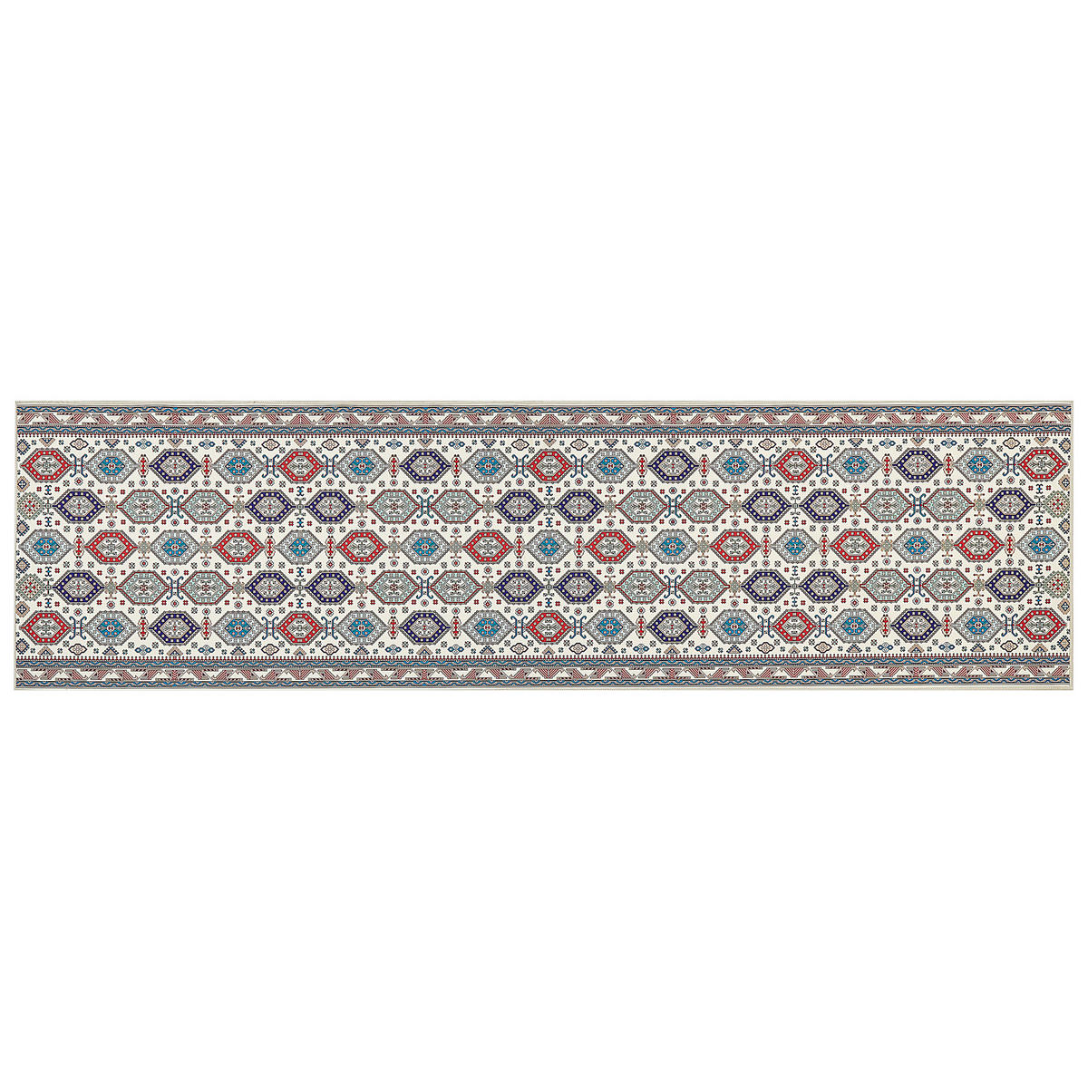KURZFLOR-TEPPICH Bunt 80/300 cm Hacilar - Blau/Beige, Textil (80/300cm) - Beliani