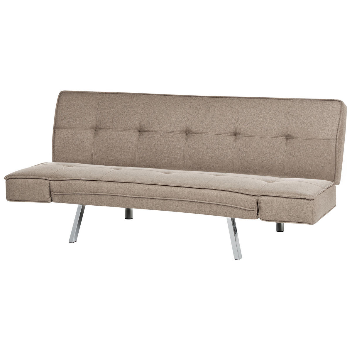 3-SITZER-SCHLAFSOFA Leinenoptik braun/silber Bristol - Silberfarben/Braun, Textil (180/84/93cm) - Beliani