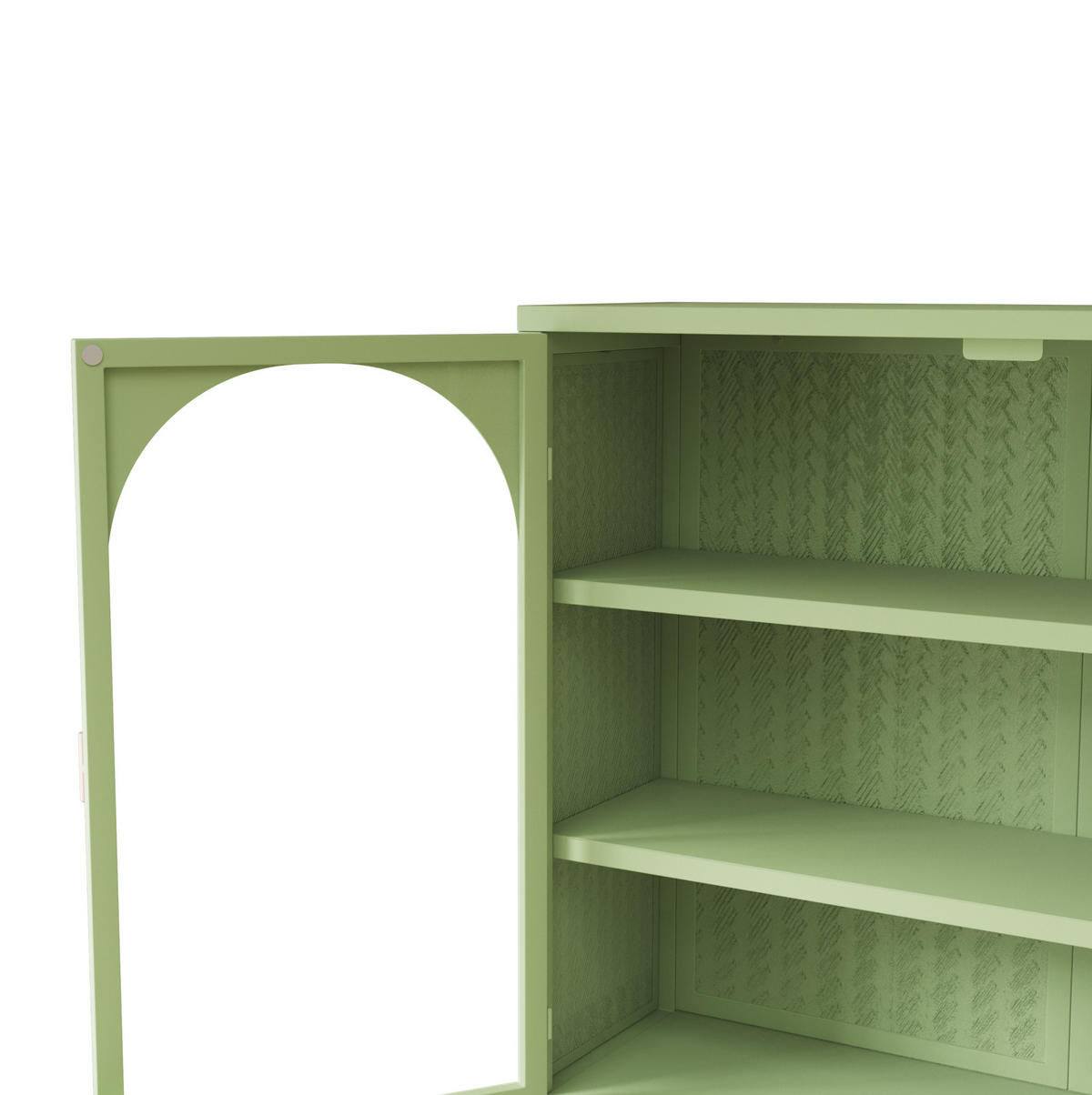 KÜCHENOBERSCHRANK 70x23x60 cm Grün aus Metall & Glas mit gewebtem Design & 3 Ablagen - Grün, Glas (70/60/23cm) - Modfu