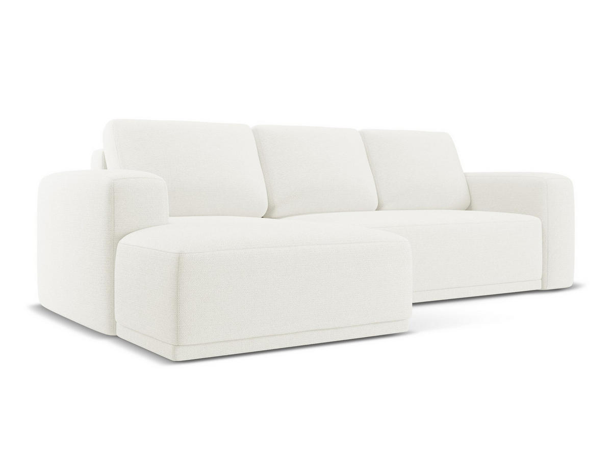 ECKSOFA mit Schlaffunktion Chenille Stoff Weiß - Schwarz/Weiß, Kunststoff/Textil (160/258cm) - Makamii