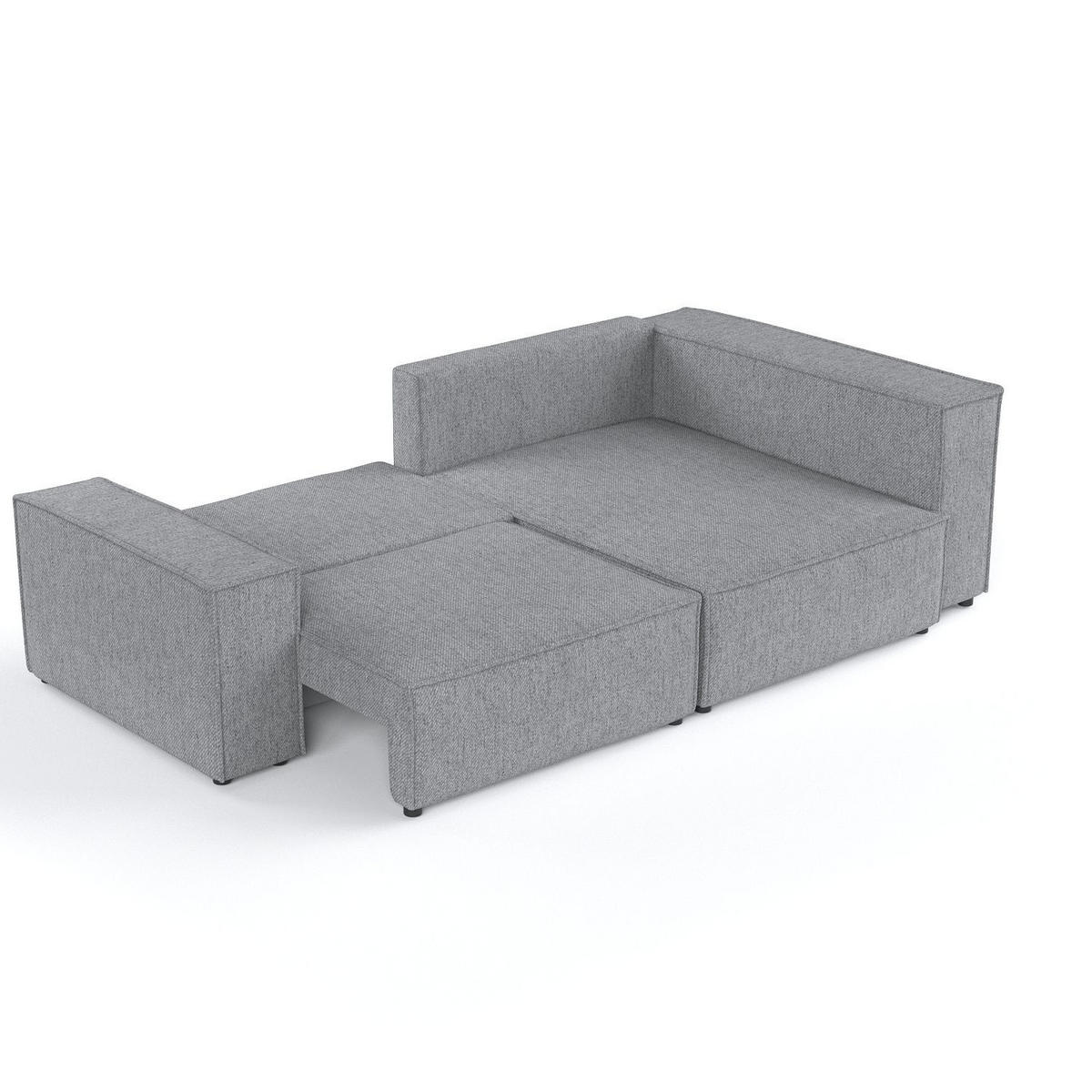 ECKSOFA AVION mit Schlaffunktion Grau im Neve Stoff - Schwarz/Grau, Holz/Holzwerkstoff (253/148cm) - AltaBeds