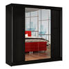 SCHWEBETÜRENSCHRANK Basti II - 200 cm - Schwarz, Holzwerkstoff/Metall (200/215/58cm) - Sofnet