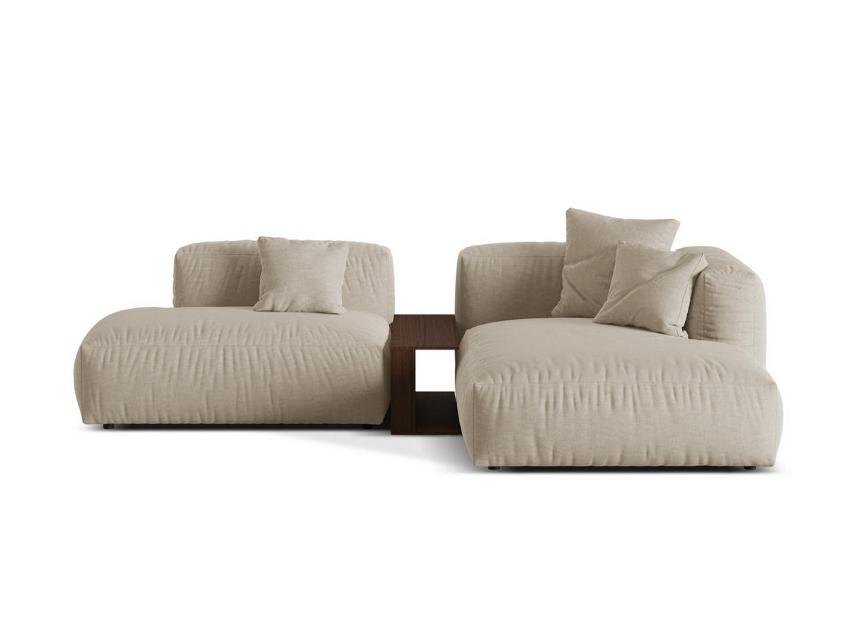 ECKSOFA modular rechts Martina aus strukturiertem Stoff leichtes beige 2 Sitzplätze - Creme, Textil (176/285cm) - Micadoni