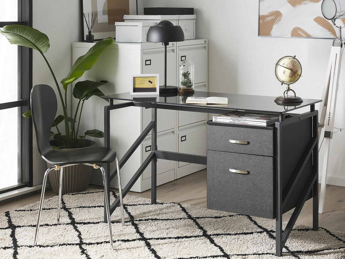 SCHREIBTISCH schwarz 117/57/76 cm Moriton - Schwarz, Holzwerkstoff (57/117/76cm) - Beliani
