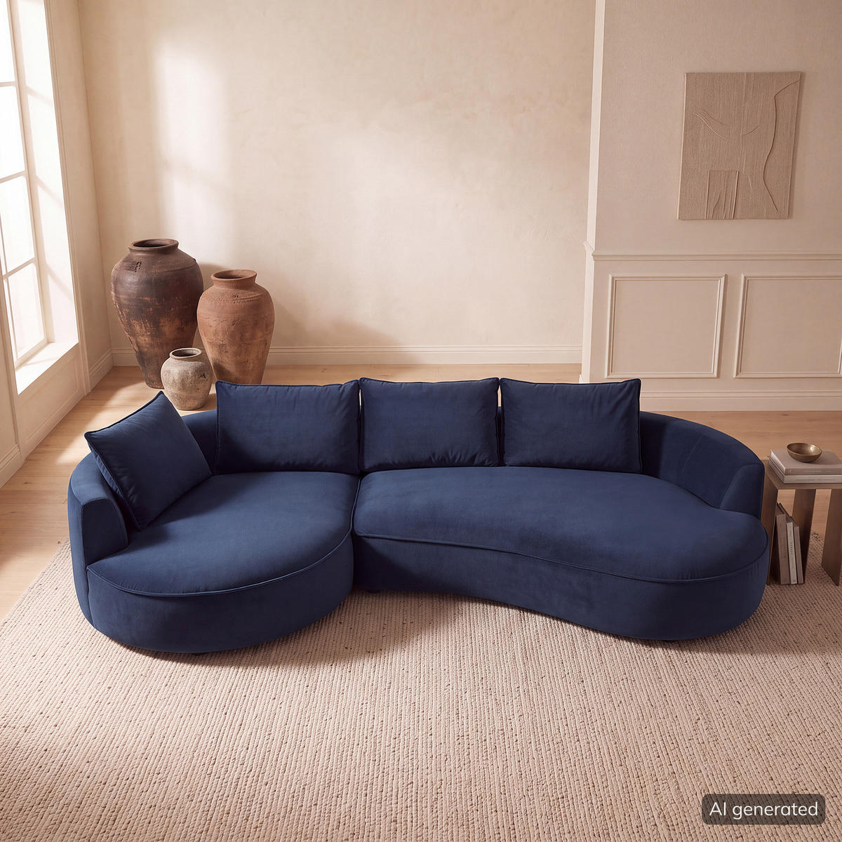 BIGSOFA - Dunkelblau, Naturmaterialien/Kunststoff (322/82/154cm) - home24