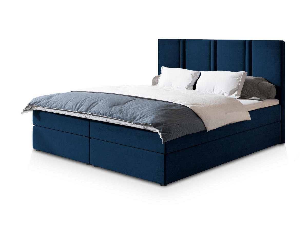 POSTEL BOXSPRING LARIO 160x200 cm, s matrací a úložným prostorem, modrá - modrá, kompozitní dřevo/textil (160/200cm) - MASSENO