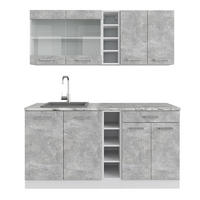 SINGLEKÜCHE R-Line Beton/Weiß 160 cm, AP Marmor - Schieferfarben/Weiß, Holzwerkstoff (160/81.6/60cm) - Vicco