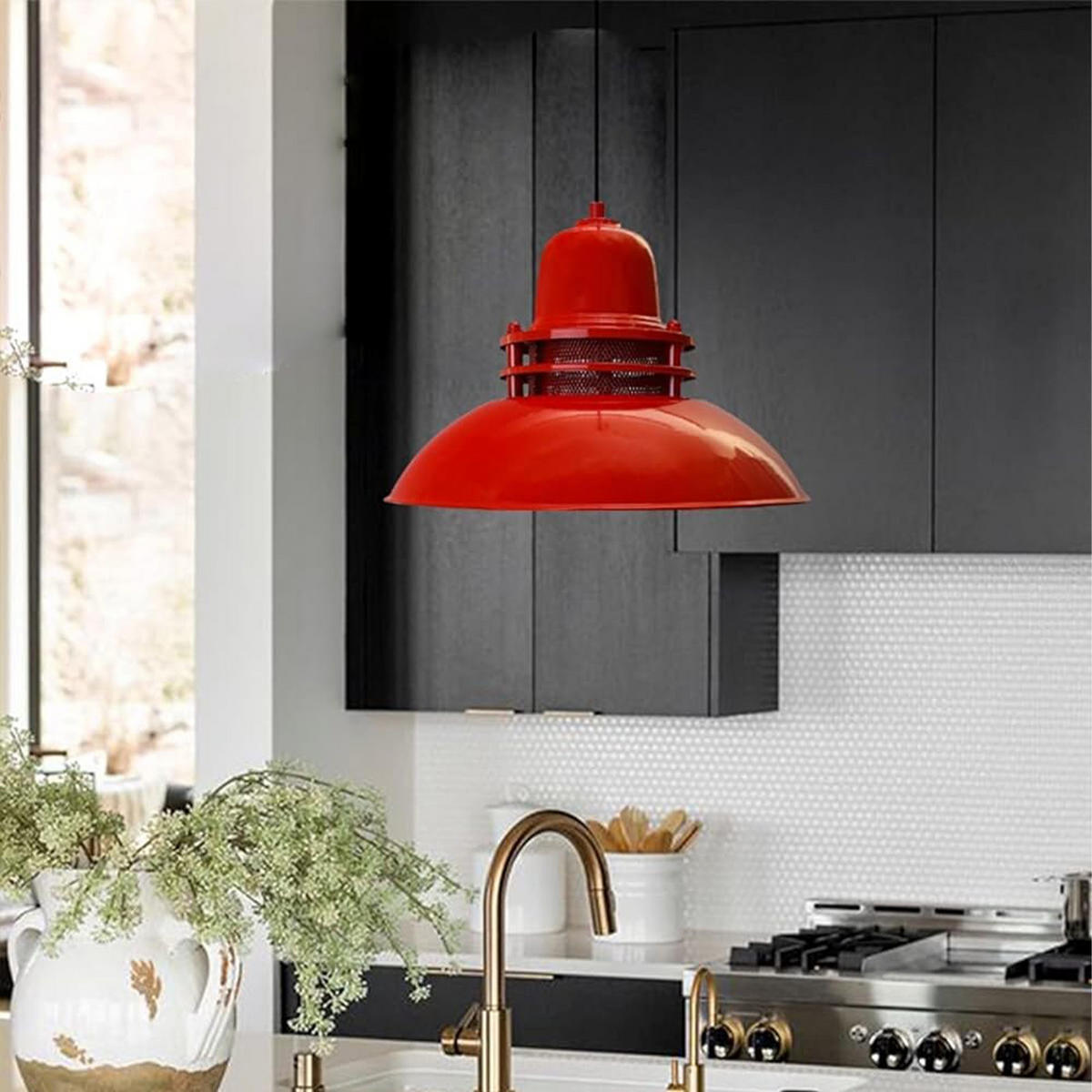 PENDELLEUCHTE Leuchtturm 34/24 - Rot, Metall (34/34/24cm) - Bamyum