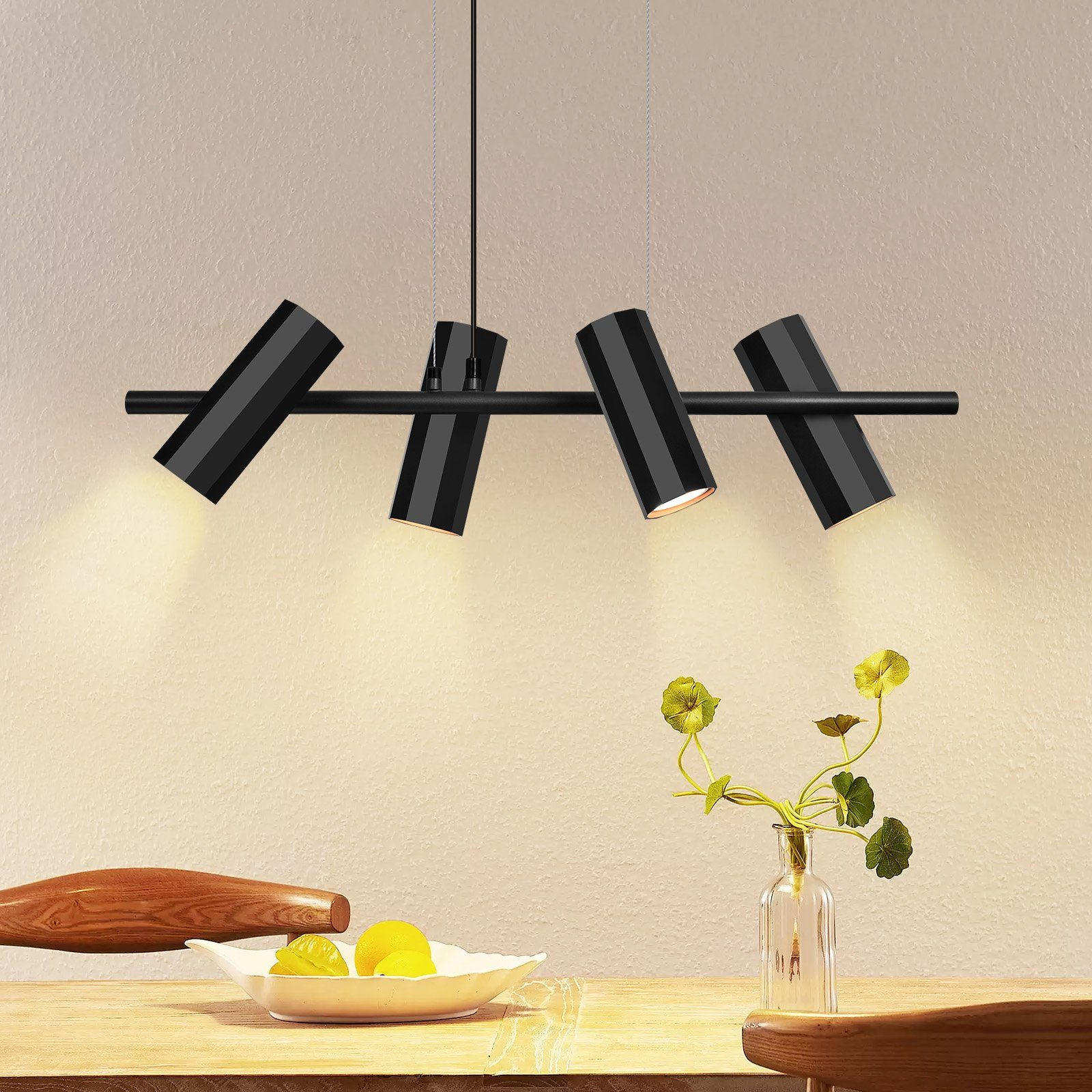 HÄNGELEUCHTE Stärke 4-flammig 66/6/170 cm - Schwarz, Metall (66/6/170cm) - Nettlife