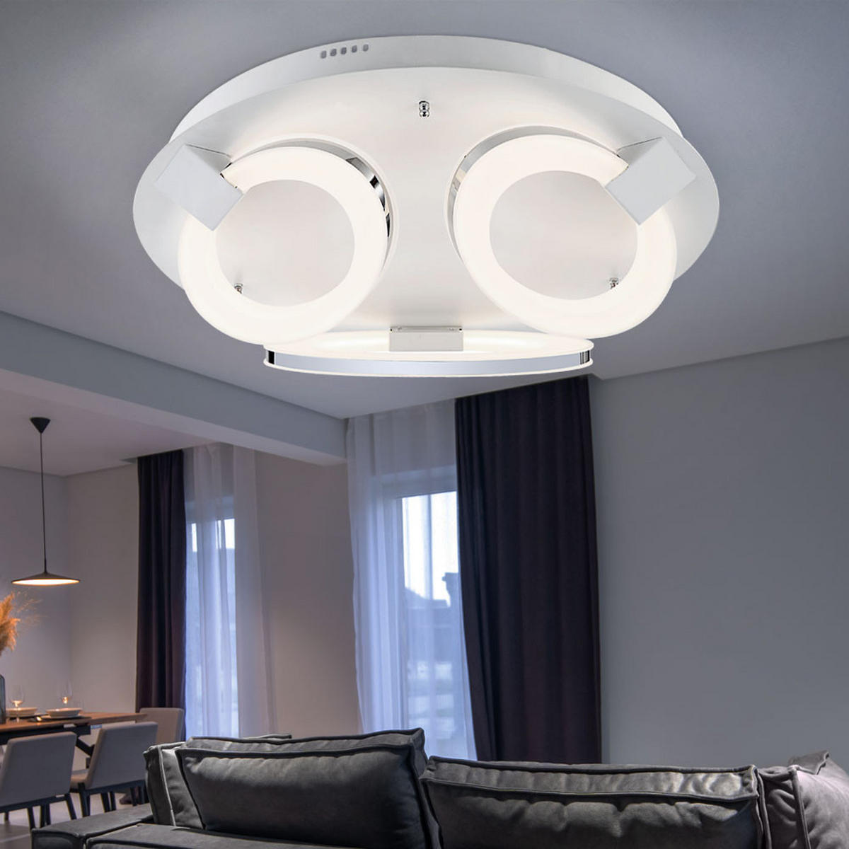 LED DECKENLEUCHTE CRINGLE I Weiß Metall Acryl - Weiß, Metall (57/57/16.8cm) - Globo Lighting