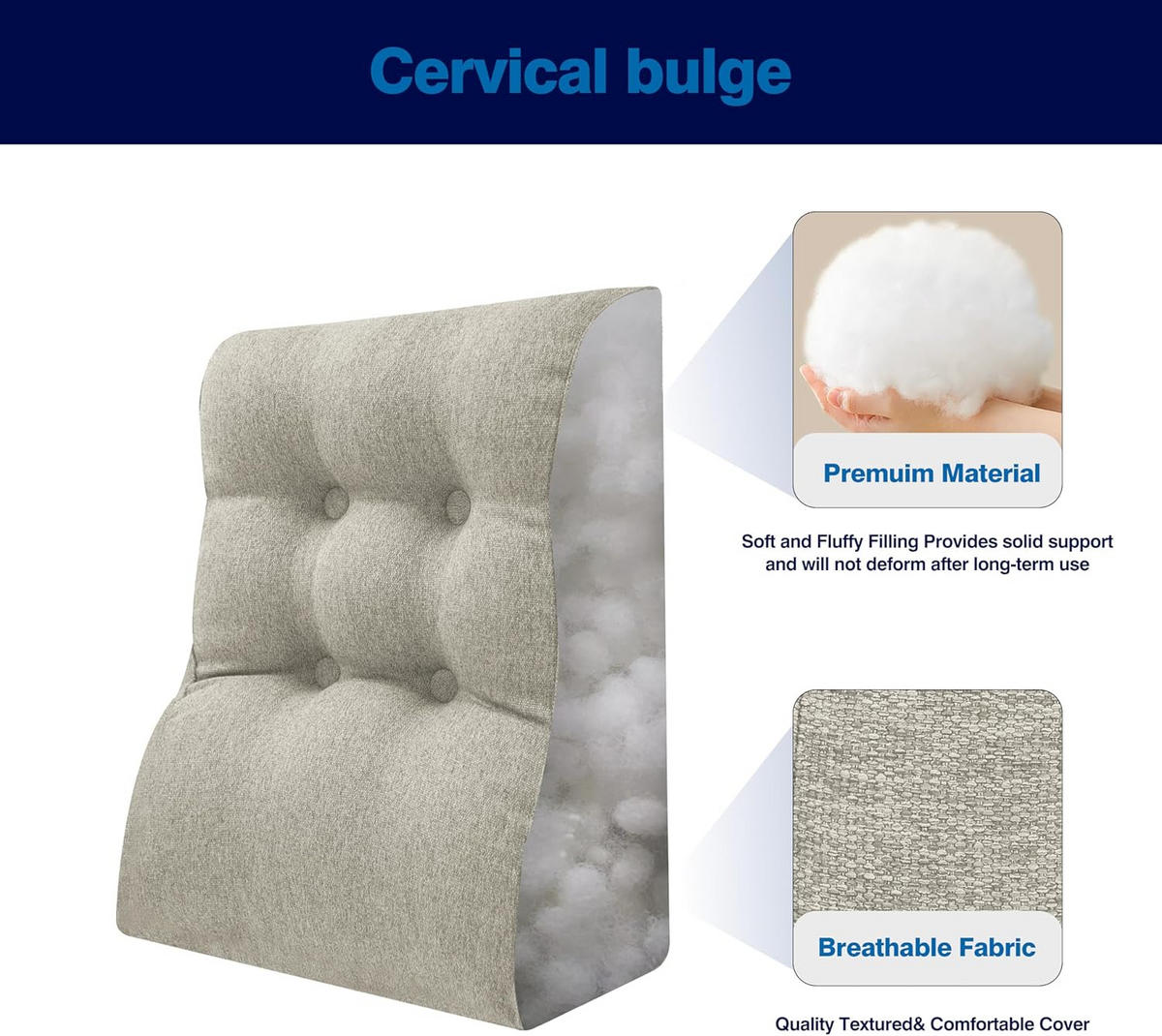 RÜCKENKISSEN Kopfteilkissen leinen Weiß 50cm - Weiß, Textil (30/50cm) - Vercart