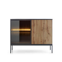 KOMMODE - Sentino S104 LED - Schwarz, Holzwerkstoff/Metall (104/83/39cm) - Möblo