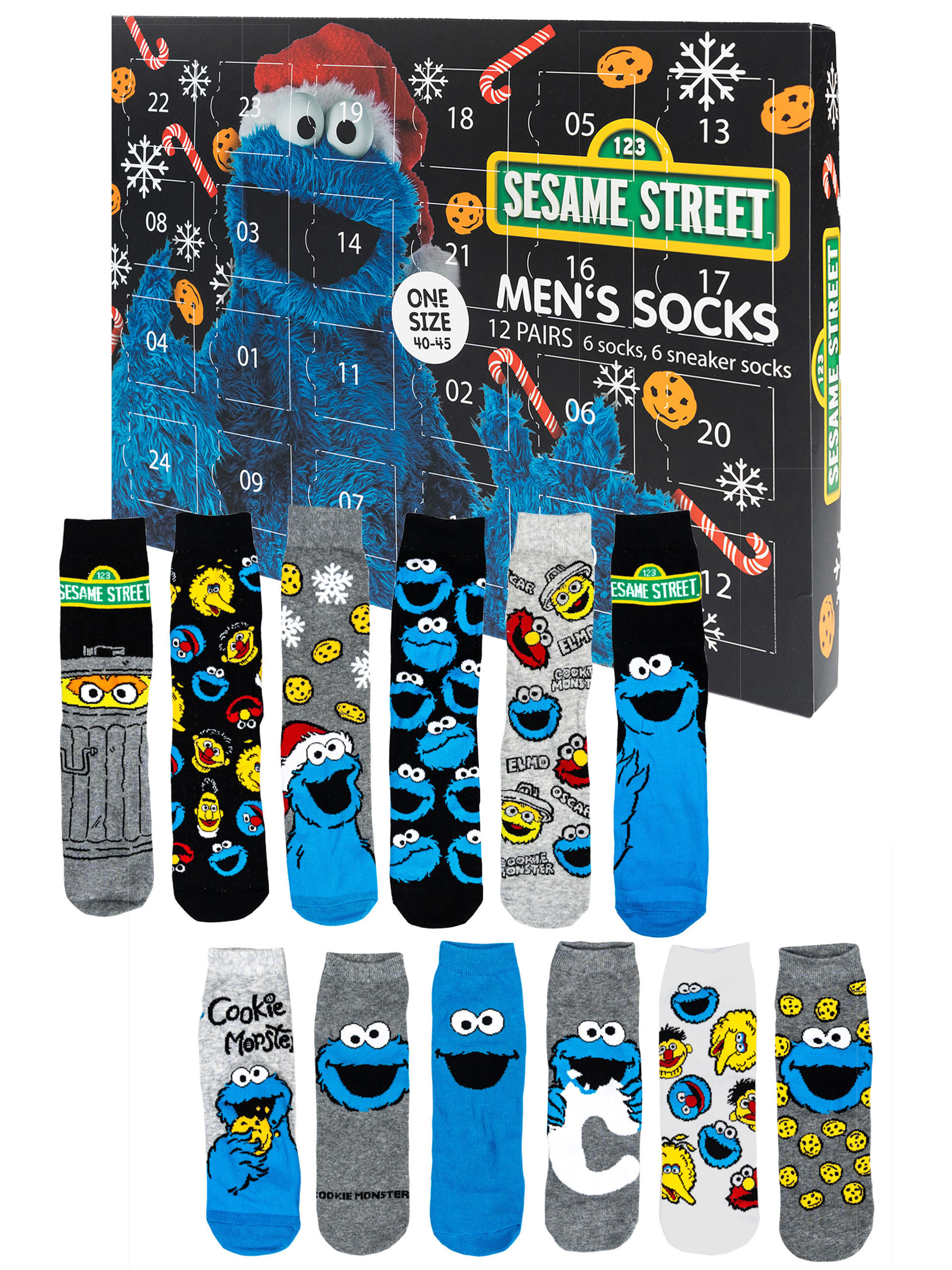 ADVENTSKALENDER Sesamstraße mit 12 Paar Socken Größe 40-45 - Multicolor, Textil (37/5/26.5cm) - United Labels