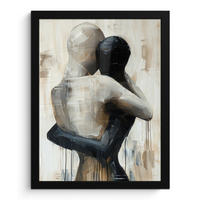 GERAHMTES BILD Abstrakt - Liebe - Schwarz und weiß - Modern 30x40 cm - Schwarz, Papier (30/40cm) - MuchoWow