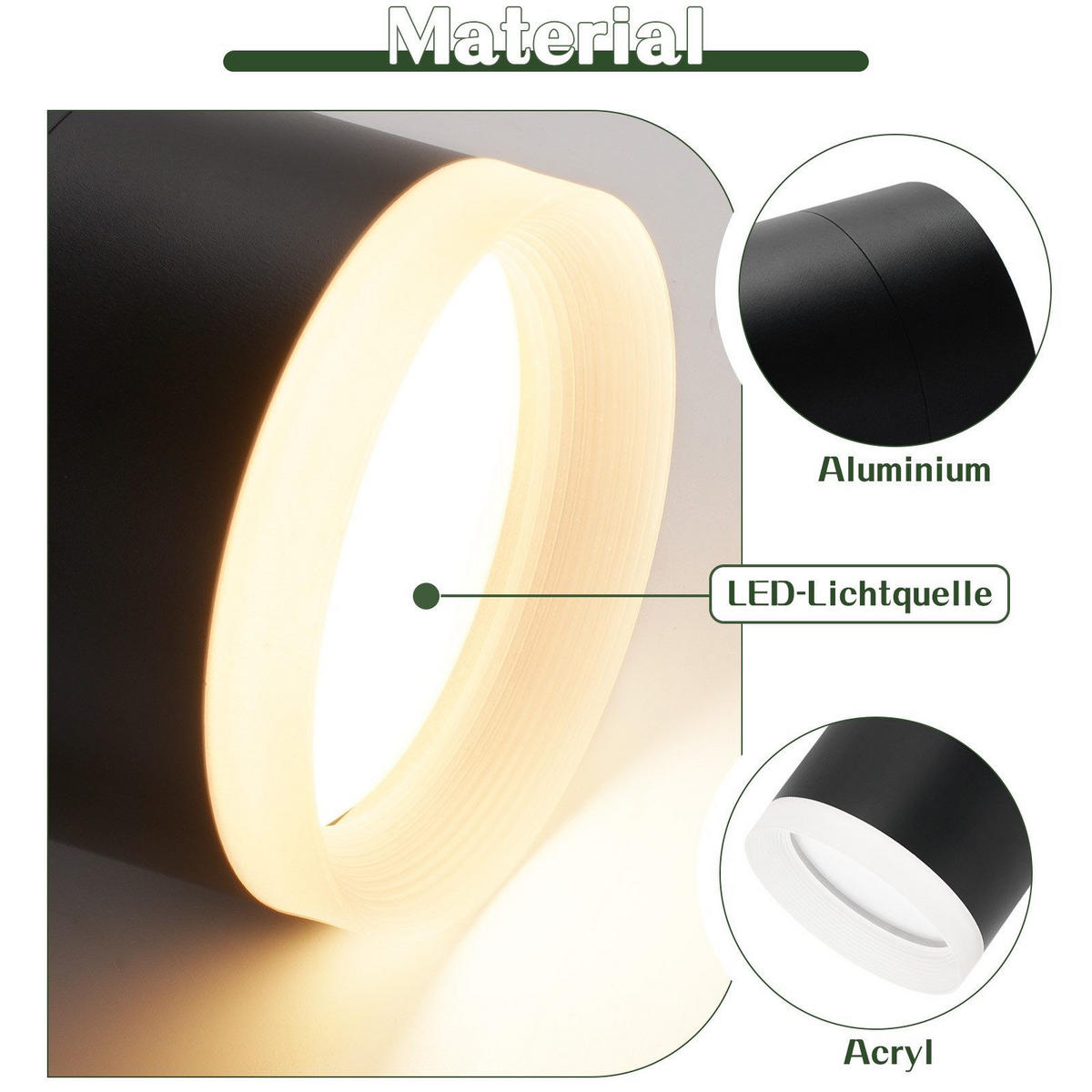 AUFBAUSTRAHLER Aalen II 8.3/8.3/8.5cm - Schwarz, Metall (8.3/8.3/8.5cm) - Nettlife