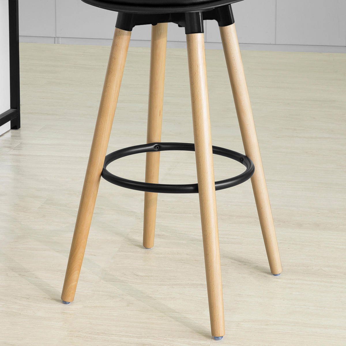 BARHOCKER Buche Schwarz - Naturfarben, Holzwerkstoff (39/92/41cm) - SoBuy