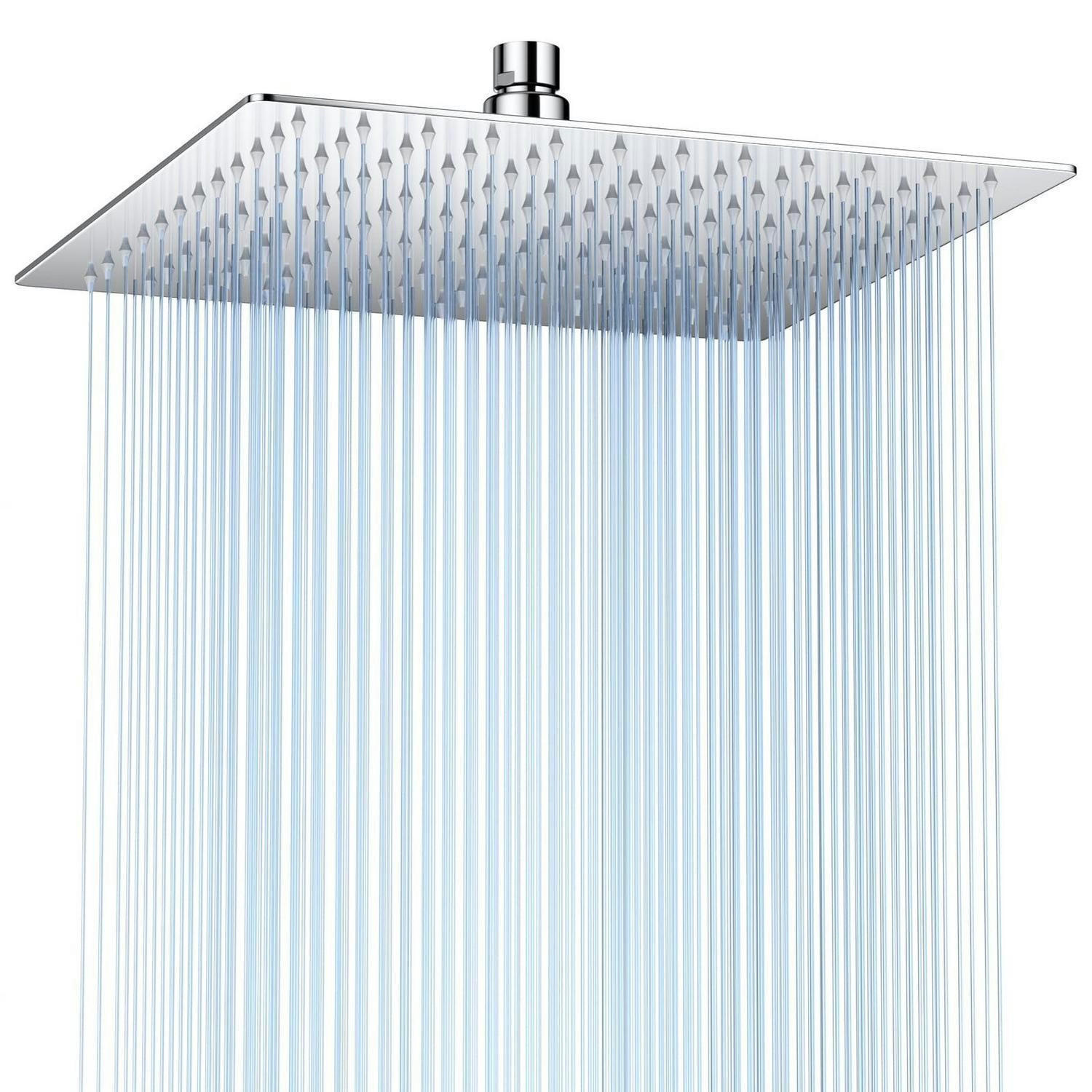 REGENDUSCHE Duschkopf 30 cm Edelstahl Quadratisch Anti-Kalk - Silberfarben, Metall (12/12.7/1cm)