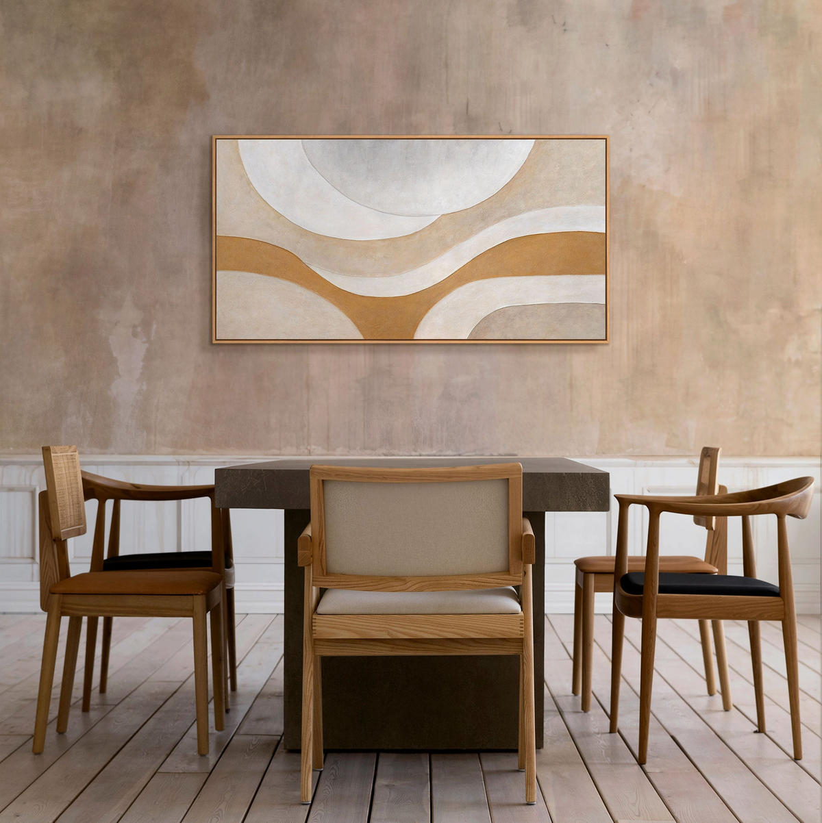 GEMÄLDE Wärmestrom Schattenfugenrahmen Eichefarben 120x60 cm - Eichefarben, Holz (120/60cm) - YS-art gallery