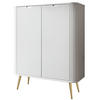 HIGHBOARD Zova Weiß, Goldene Beine, Hochkommode - Goldfarben/Weiß, Holzwerkstoff/Metall (103/129/39cm) - Bettso