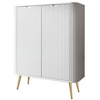 HIGHBOARD Zova Weiß, Goldene Beine, Hochkommode - Goldfarben/Weiß, Holzwerkstoff/Metall (103/129/39cm) - Bettso