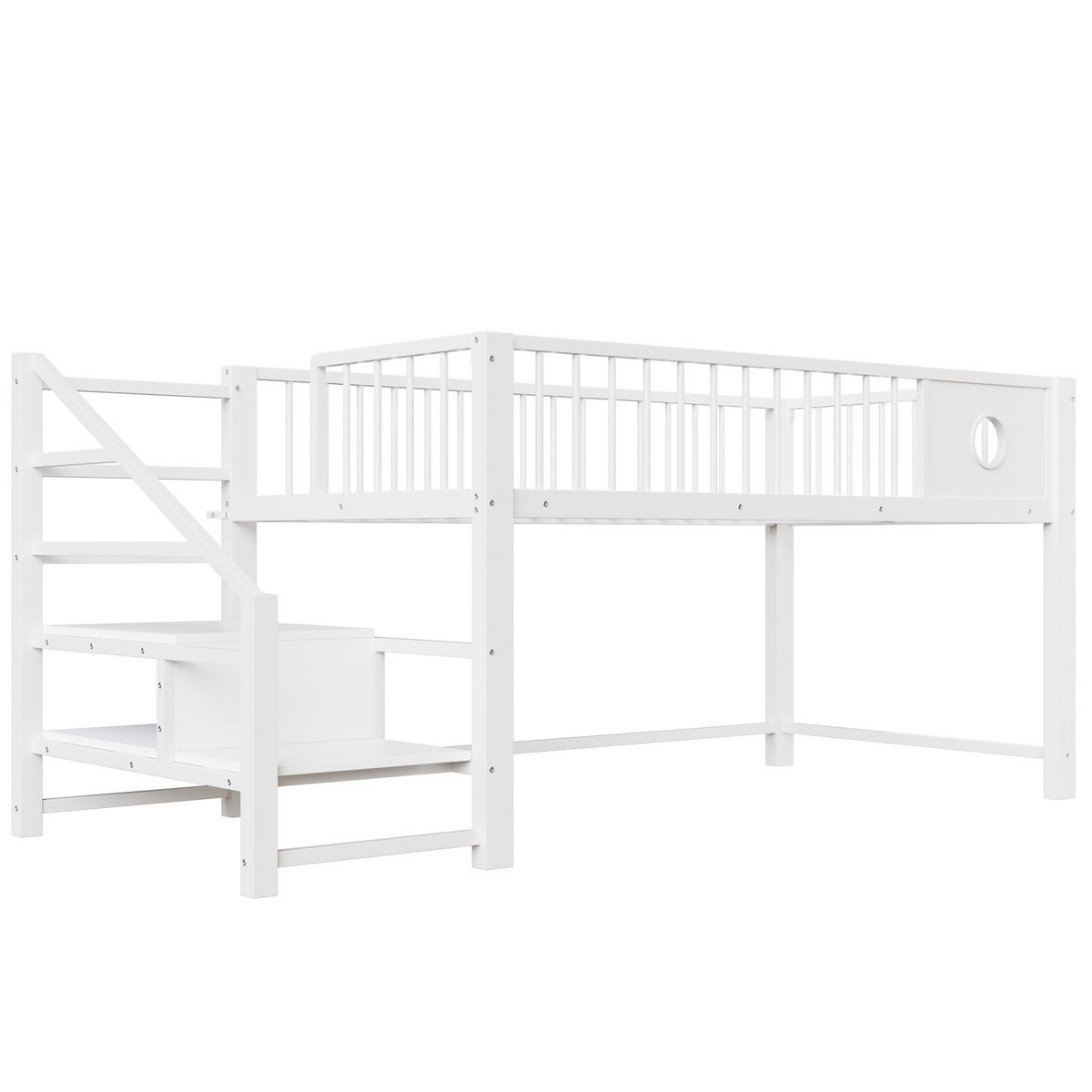 KINDERBETT 90/200 cm DE-01522, in Weiß, mit Aufbewahrungsleiter - Weiß, Metall (90/200cm) - ComfortXL
