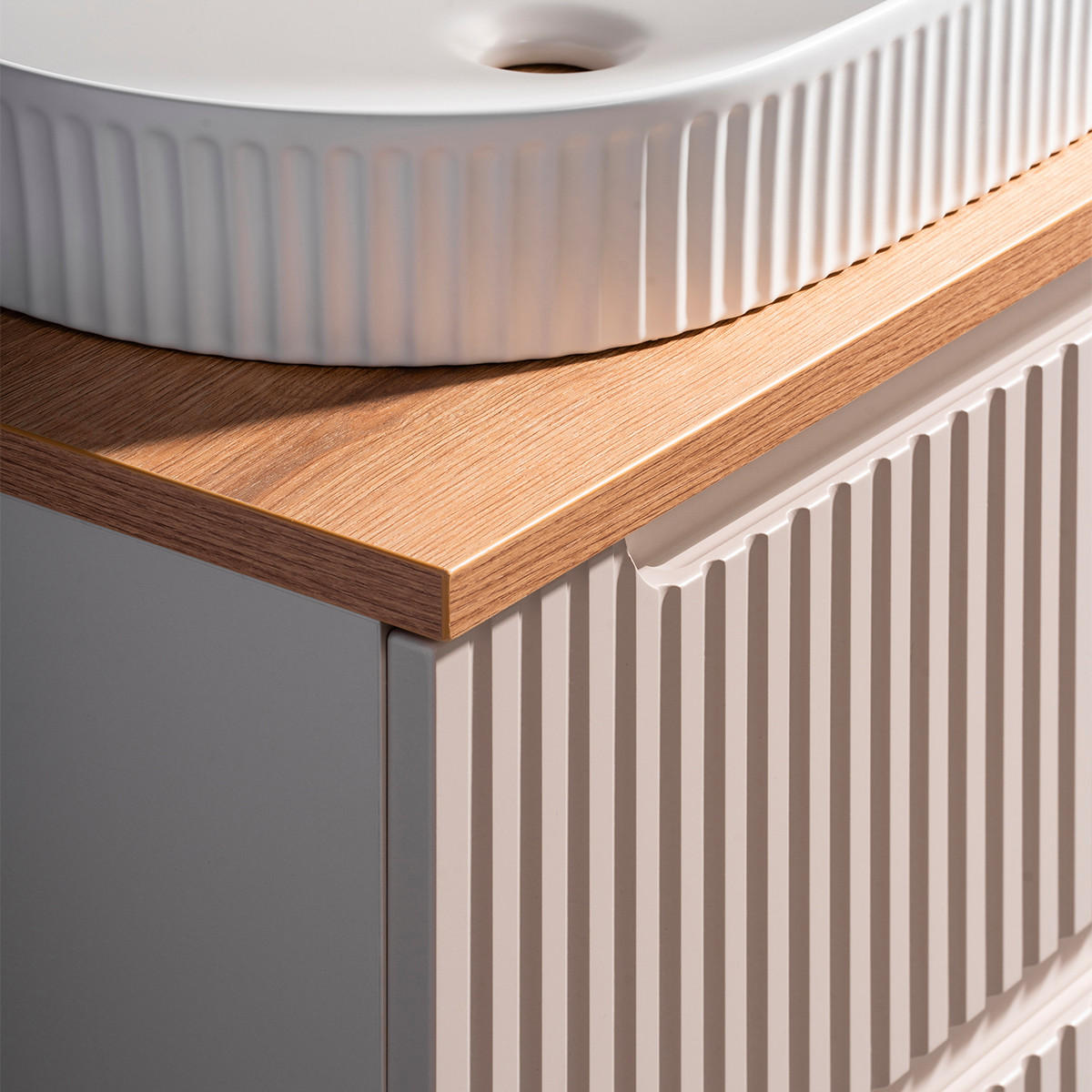 WASCHTISCHUNTERSCHRANK Riva Kaschmir und Holz - Beige, Holzwerkstoff (40/59/140.4cm) - Petits-meubles