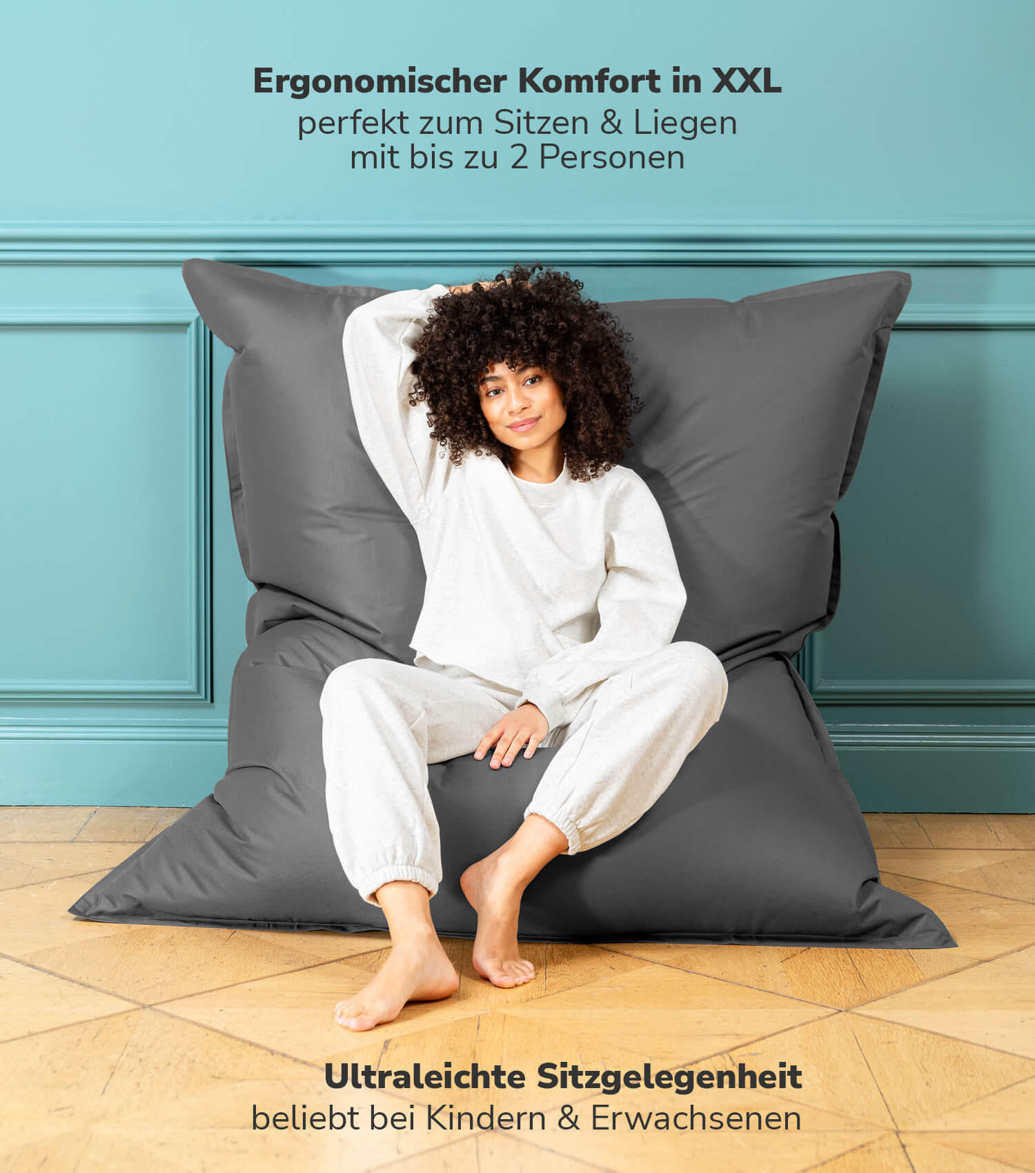SITZSACK mit Schutzhülle Der Große - Anthrazit, Textil (125/155/20cm) - Mokebo