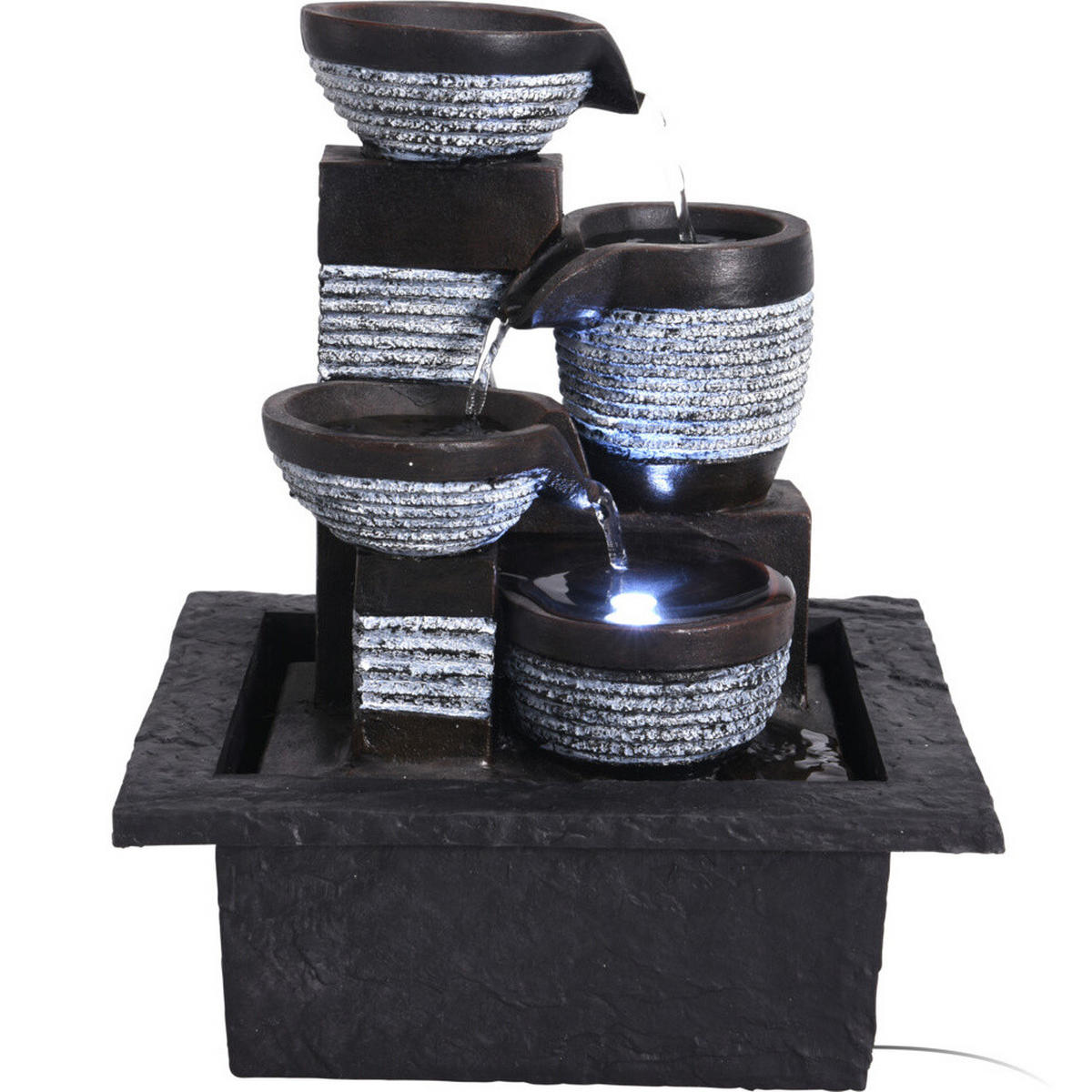 ZIMMERNBRUNNEN Dekoration LED 21,5/19/26 cm - Schwarz, Kunststoff (19/26/21.5cm) - Home Styling Collection