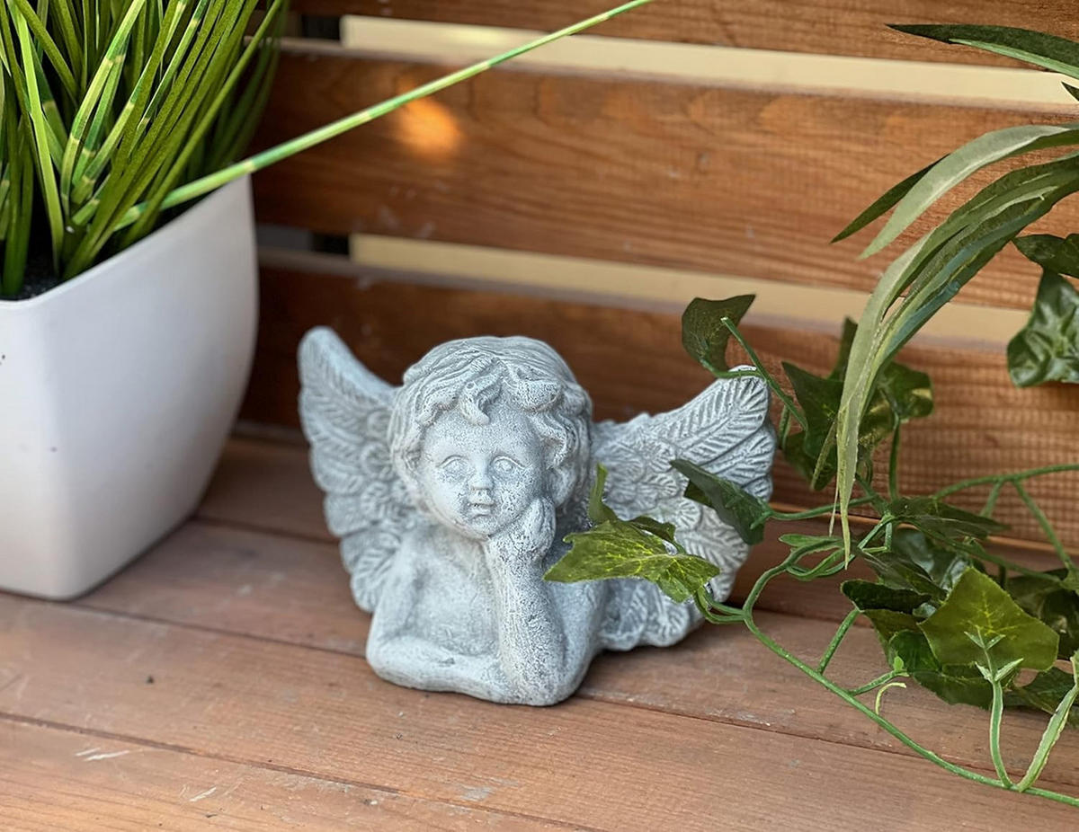 STEINFIGUR kleine Engelbüste frostfest Steinguss - Grau, Stein (15/10/17cm) - stoneandstyle