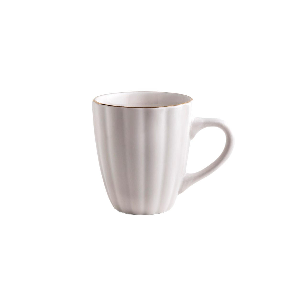 BECHER Melida mit Goldrand 0,38 l 6er-Set - Weiß, Keramik (0.38L) - Homla
