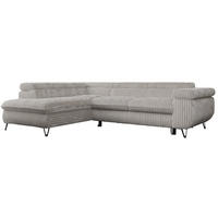 ECKSOFA PEDRO L Hellgrau Cord - Links Seite - Hellgrau/Schwarz, Textil/Metall (208/273cm) - MKS