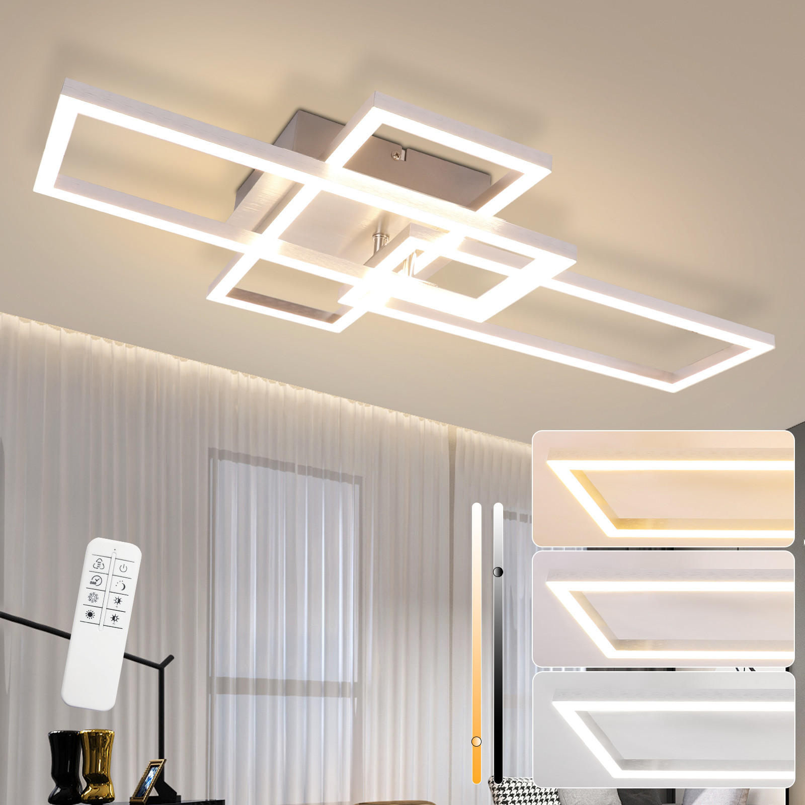 LED-DECKENLEUCHTE Flamhain 35/9.5/64.5 cm - Silberfarben, Metall (64.5/35/9.5cm) - ZMH