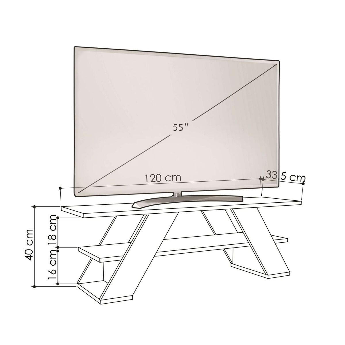 TV-MÖBEL 3 Regale L120 cm - Farfalla - Weiß, Holzwerkstoff (33.5/40/120cm) - Calicosy