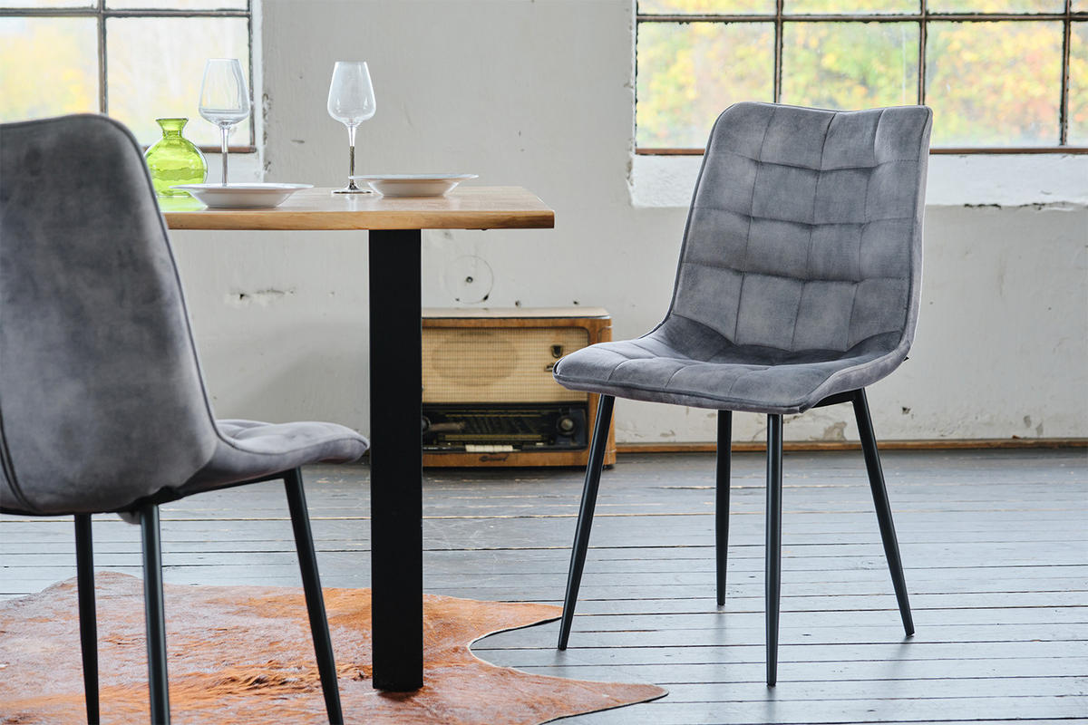 STUHL CLARA Grau Velvet - Grau, Textil (48/88/60cm) - KAWOLA