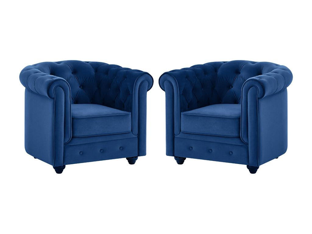 SESSEL 2er-Set - Samt - Dunkelblau - CHESTERFIELD - Blau, Textil (78/72/85cm) - Vente-Unique