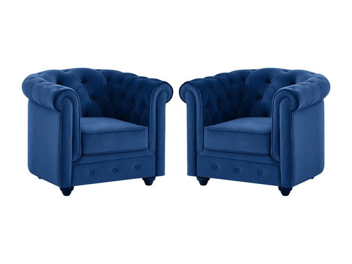 SESSEL 2er-Set - Samt - Dunkelblau - CHESTERFIELD - Blau, Textil (78/72/85cm) - Vente-Unique