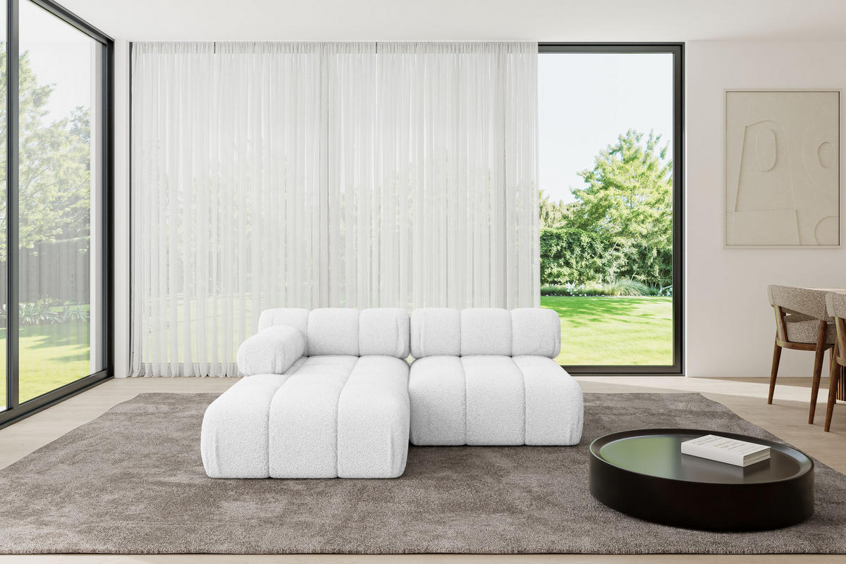 ECKSOFA modulares Sofa Razon-L1 - 190x160x70 cm Weiß Bouclé - Weiß, Holzwerkstoff/Textil (190/160cm) - ALTDECOR