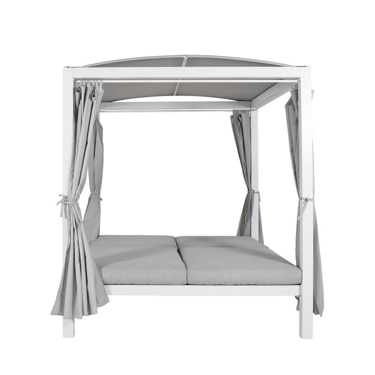 SONNENLIEGE LYON - mit Abdeckung - Weiß, Kunststoff/Textil (208/215/188cm) - Home Deluxe